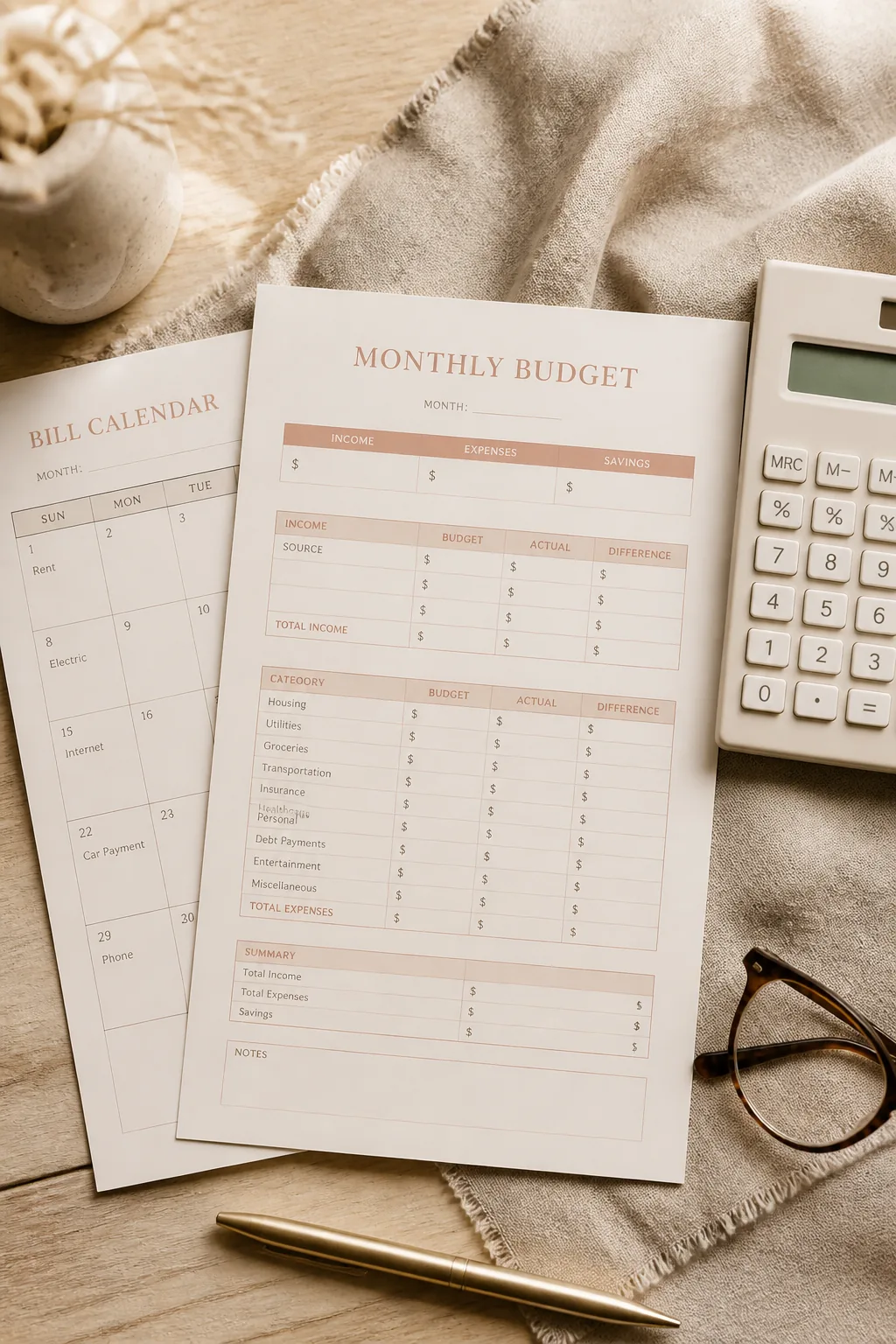 The Monthly Budget & Savings Planner product preview